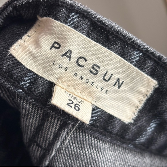 PacSun Black Pinstripe Denim Mini Skirt Size 26 - Picture 4 of 5